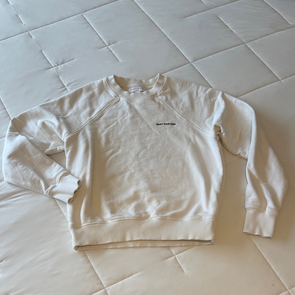 Women’s White Spiritual Gangster Crewneck Sweater in Small